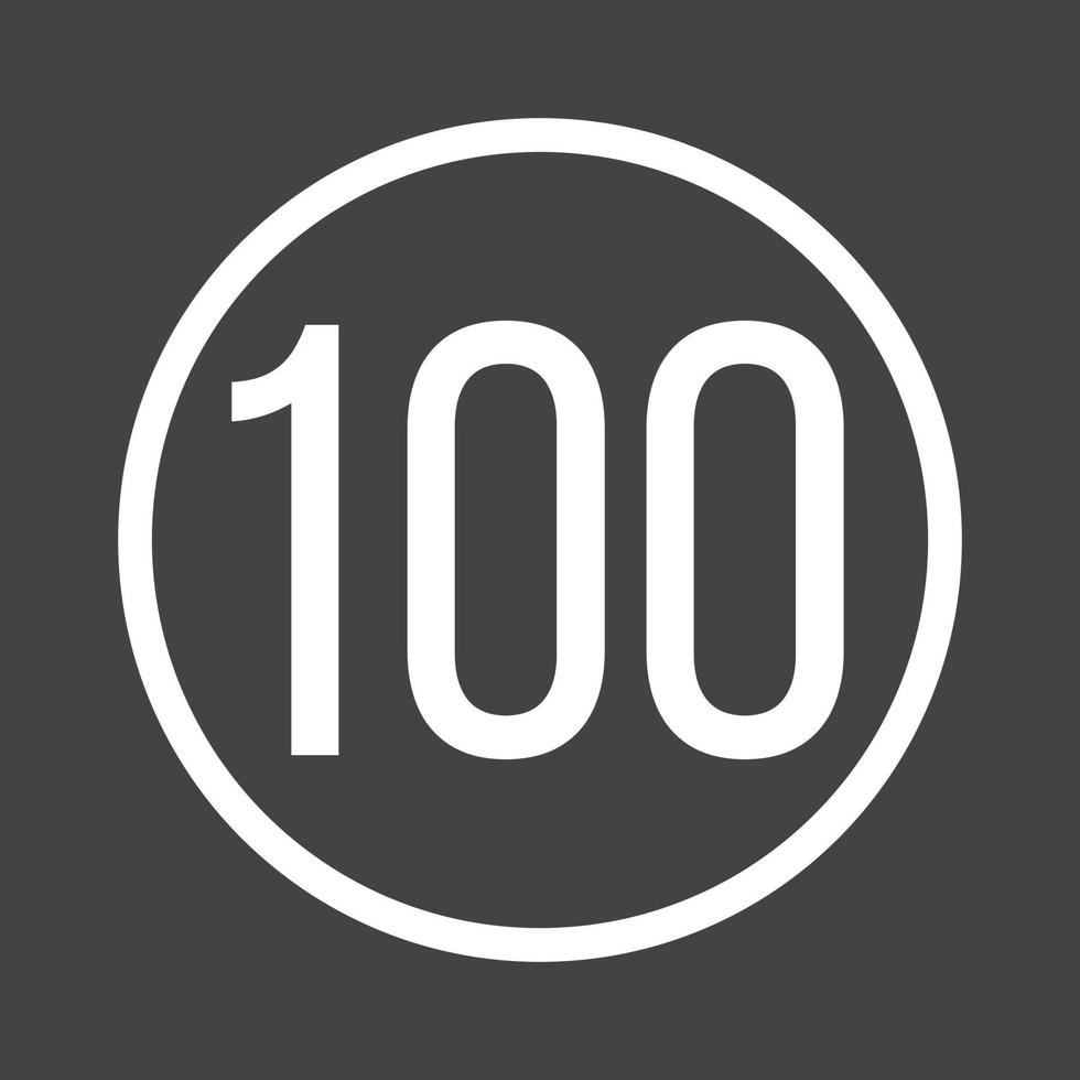 Speed limit 100 Line Inverted Icon vector