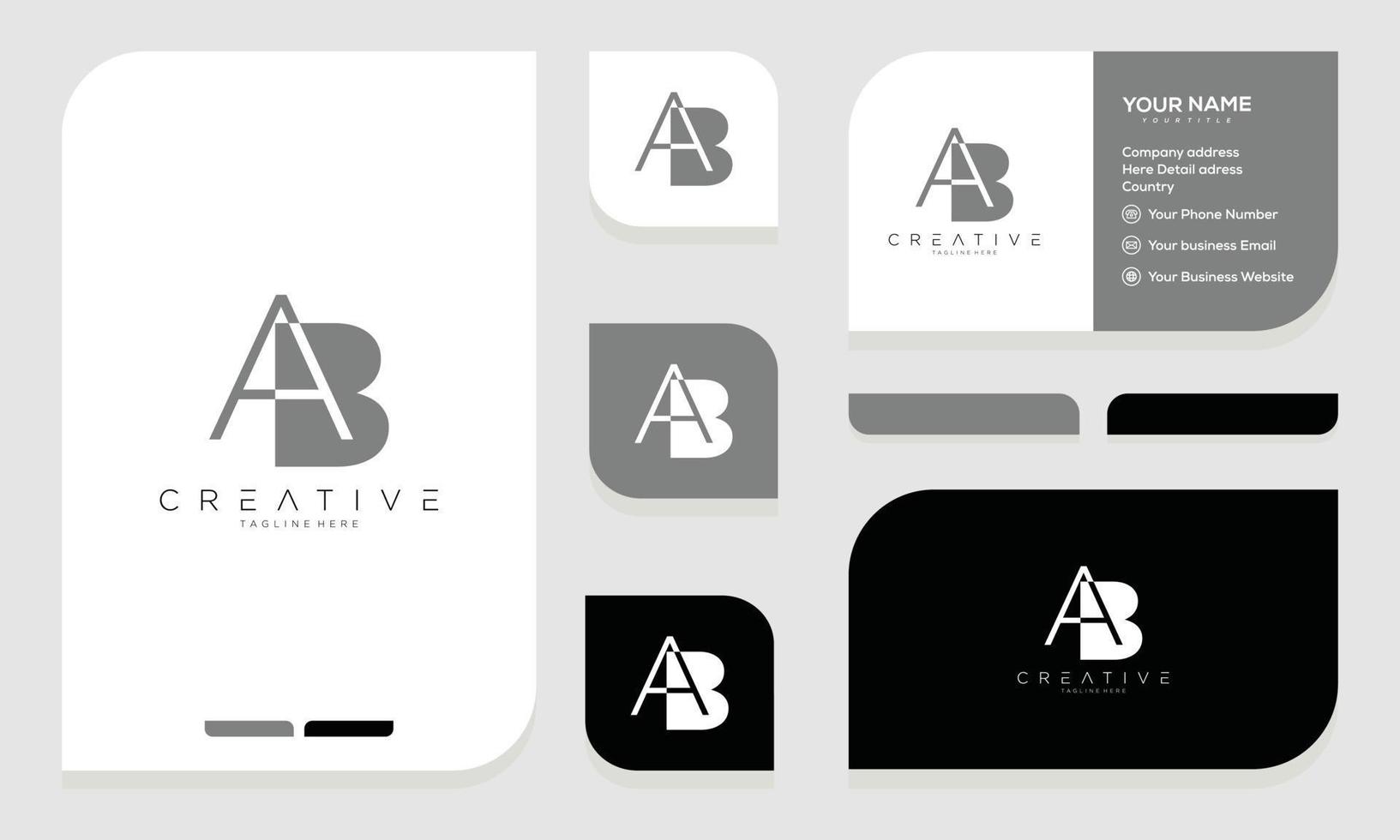Initial letter b a letter logo design and business card vector