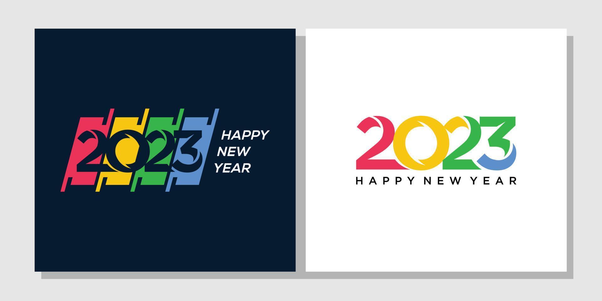 Happy New Year 2023 Greeting banner logo design illustration, Creative and Colorful 2023 new year vector