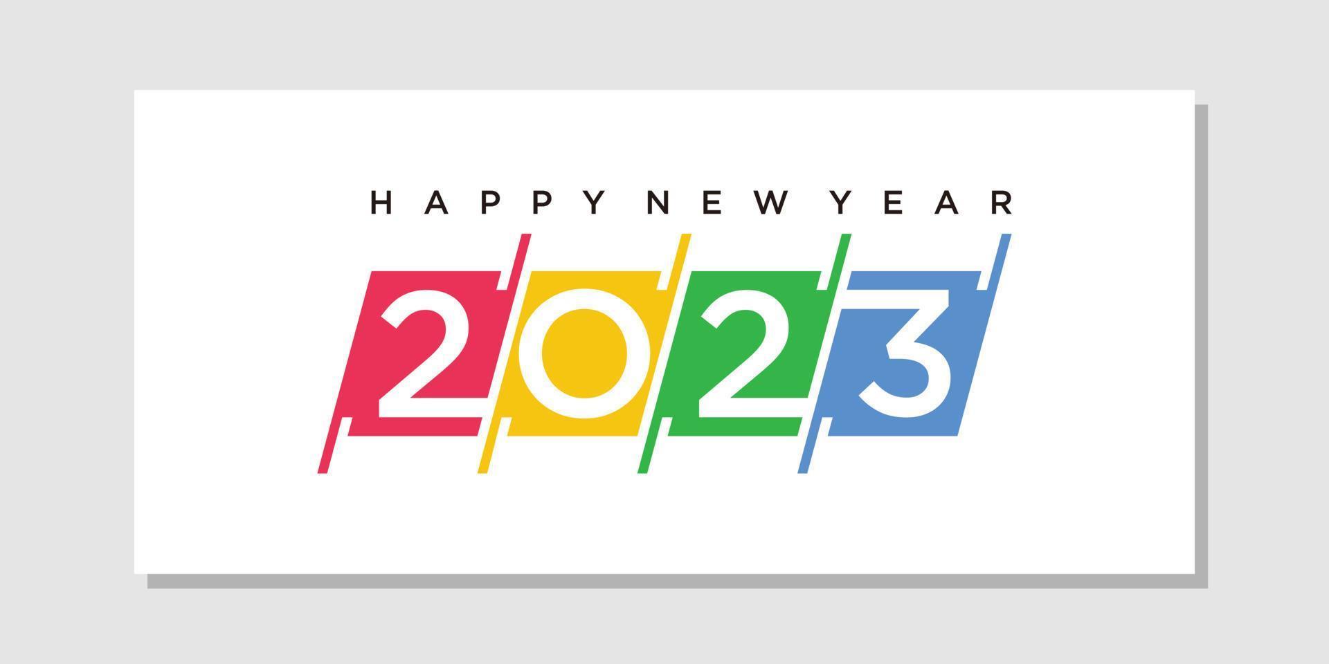 Happy New Year 2023 Greeting banner logo design illustration, Creative and Colorful 2023 new year vector