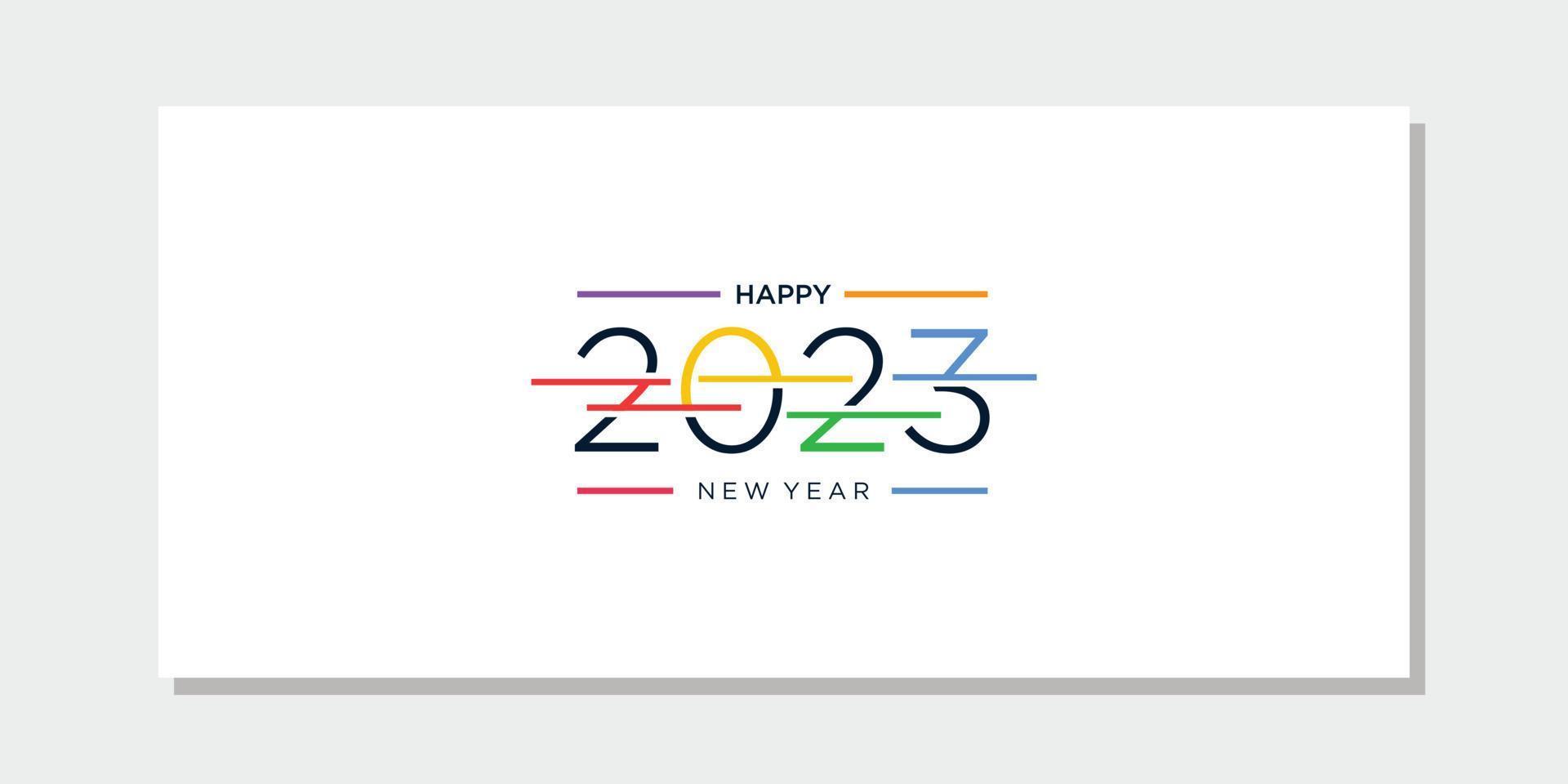 Happy New Year 2023 Greeting banner logo design illustration, Creative and Colorful 2023 new year vector