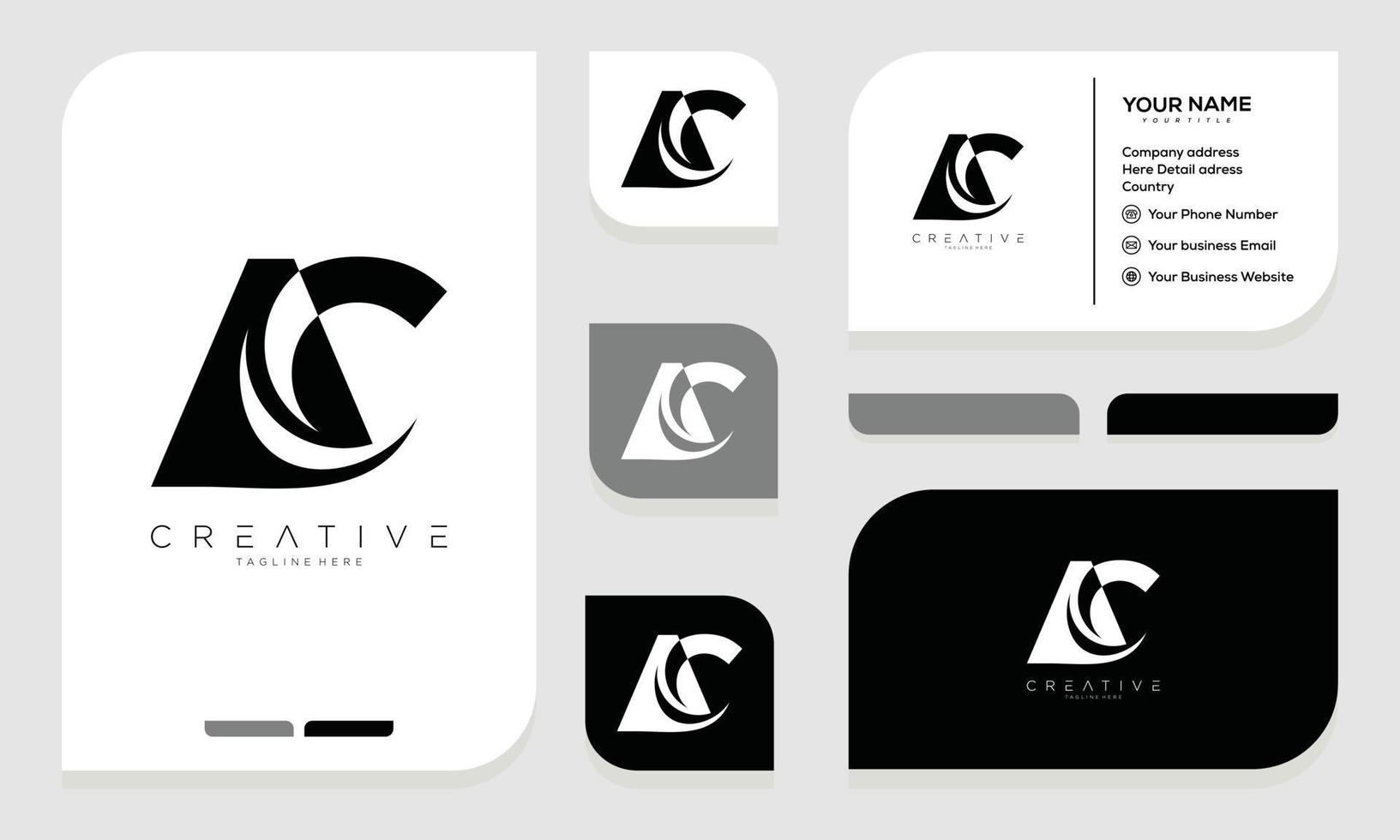 letra inicial ca diseño de logotipo de letra y tarjeta de visita vector