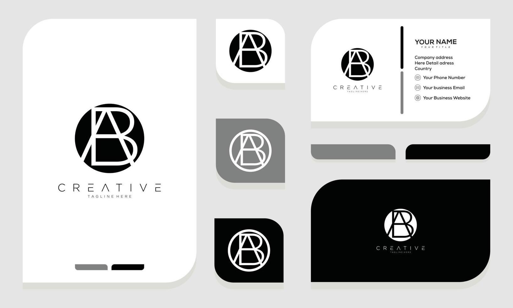 letra inicial diseño de logotipo de letra ba y tarjeta de visita vector