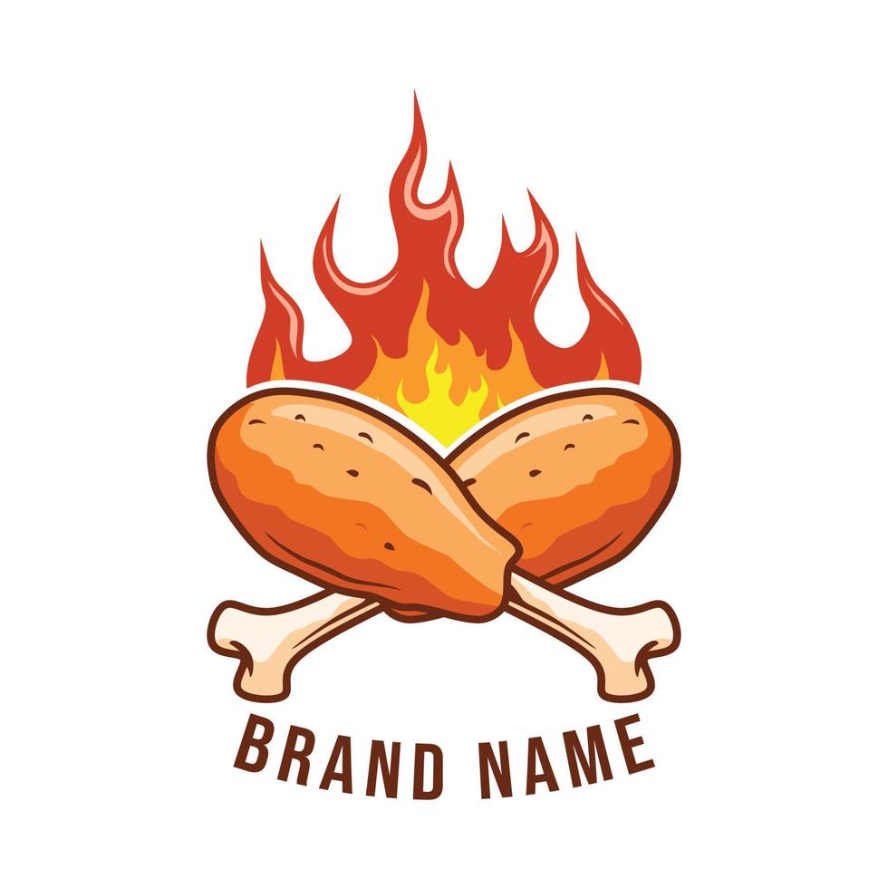 concepto de logotipo de pollo frito picante vector