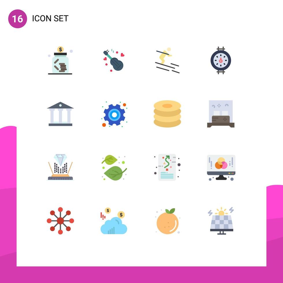 grupo de símbolos de iconos universales de 16 colores planos modernos de tubería de depósito medidor de amor deportista paquete editable de elementos de diseño de vectores creativos