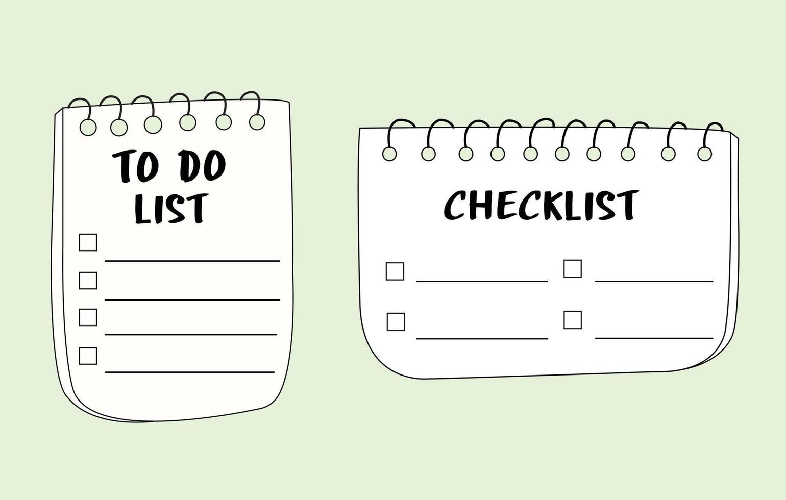 Set of to do list icons in doodle style. Checklist copybooks illustrations set in flat cartoon style. vector