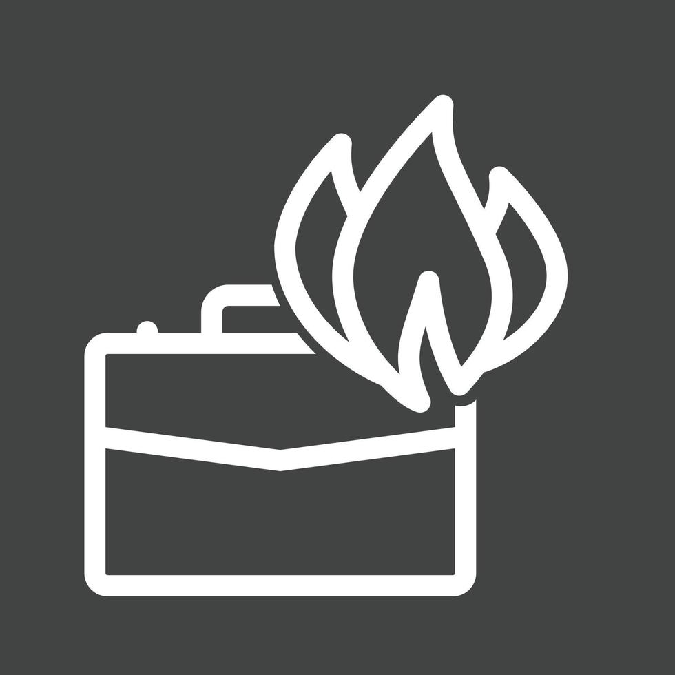 Briefcase on Fire Line Inverted Icon vector