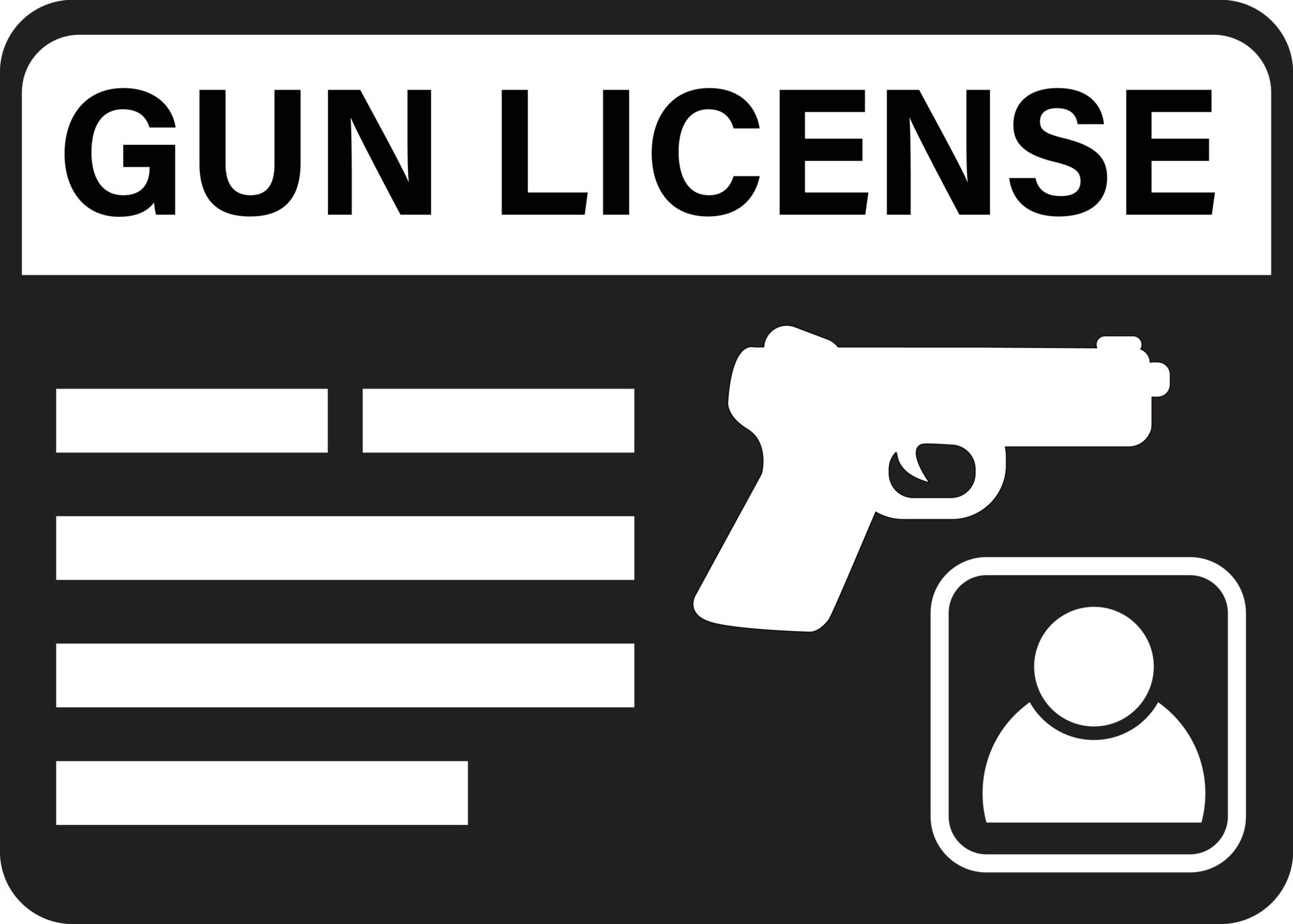 icono de licencia de armas sobre fondo blanco. pistola con etiqueta y