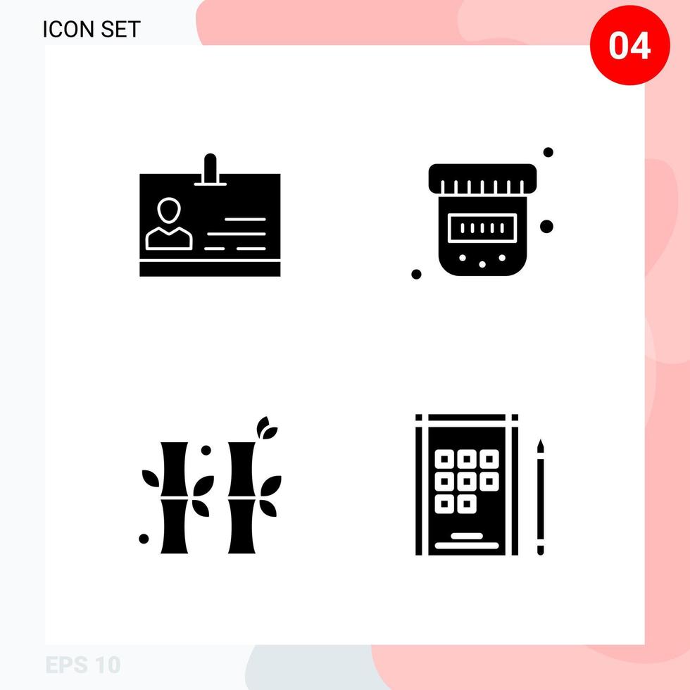 Vector Pack of 4 Icons in Solid Style. Creative Glyph Pack isolated on White Background for Web and Mobile.