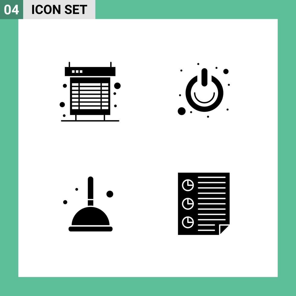 Universal Solid Glyph Signs Symbols of computer switch heat off cleaning Editable Vector Design Elements