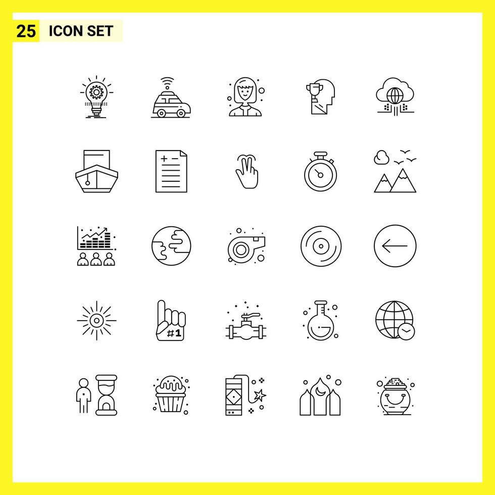 25 Line concept for Websites Mobile and Apps cloud internet avatar head brian Editable Vector Design Elements