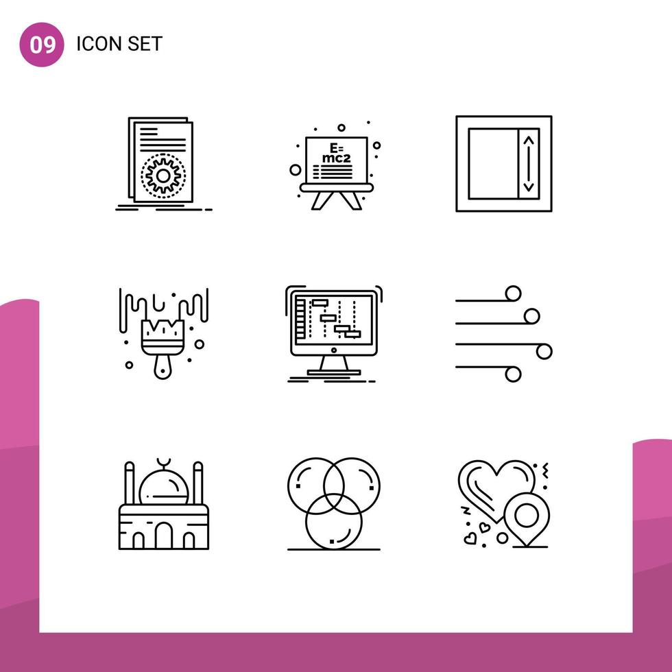 9 Universal Outlines Set for Web and Mobile Applications daw ableton field hobby color Editable Vector Design Elements