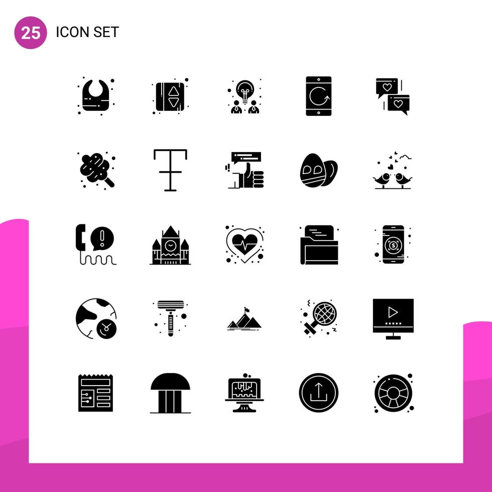 25 Creative Icons Modern Signs and Symbols of heart chat idea mobile communication Editable Vector Design Elements