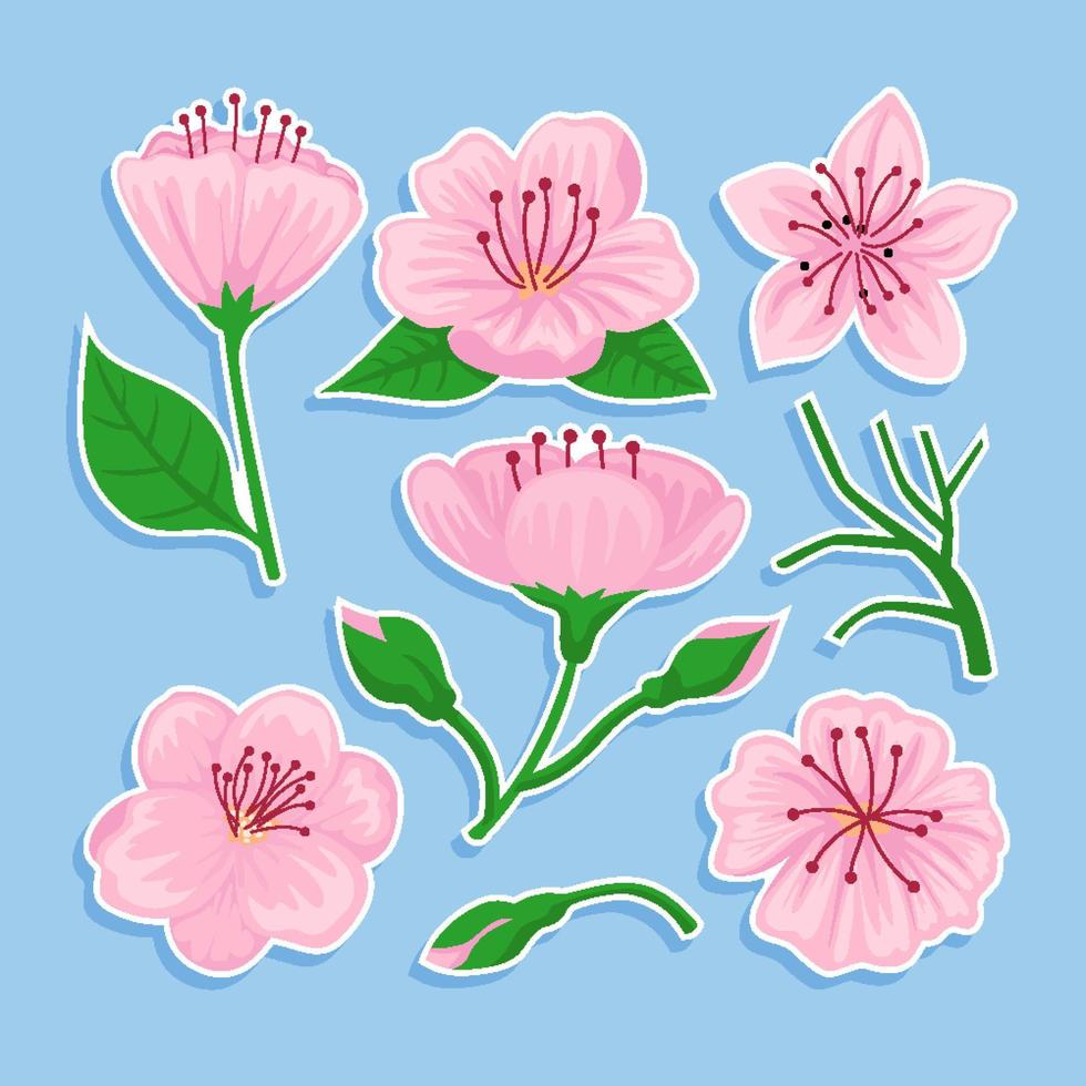 Peach Blossom Sticker Set vector