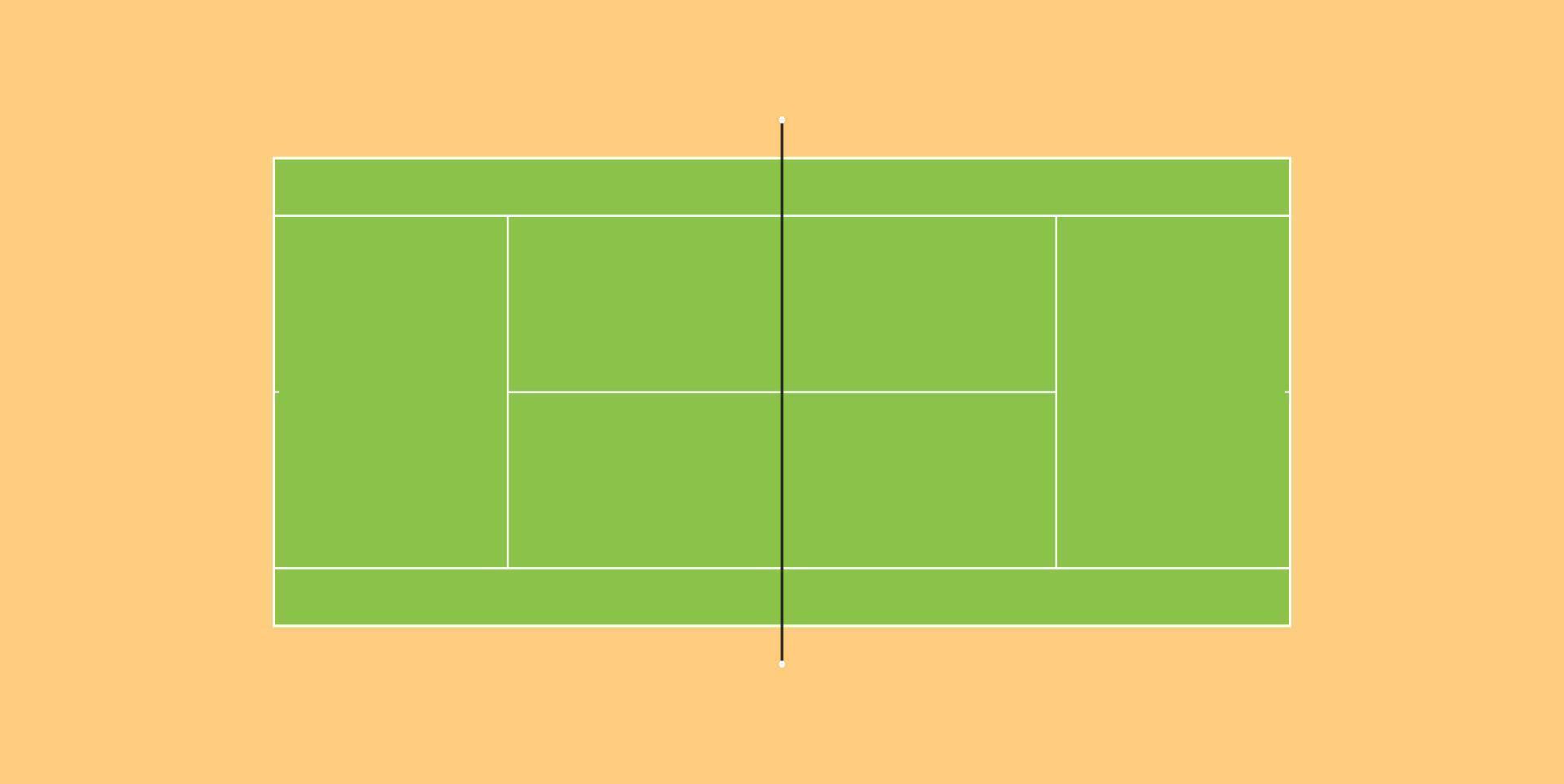 esquema vacío de cancha de tenis con observancia de proporciones estándar, con marcas, vector aislado.