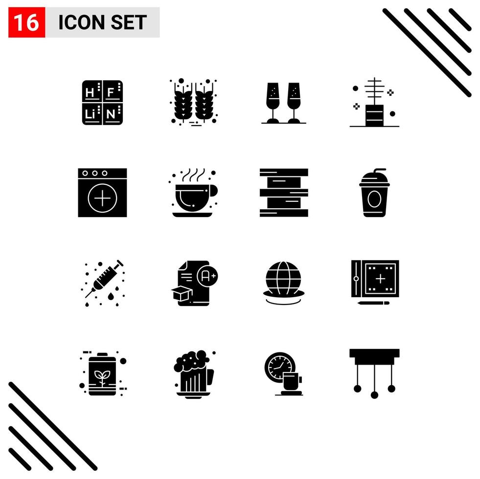 Modern Set of 16 Solid Glyphs and symbols such as app makeup celebration fashion beauty Editable Vector Design Elements