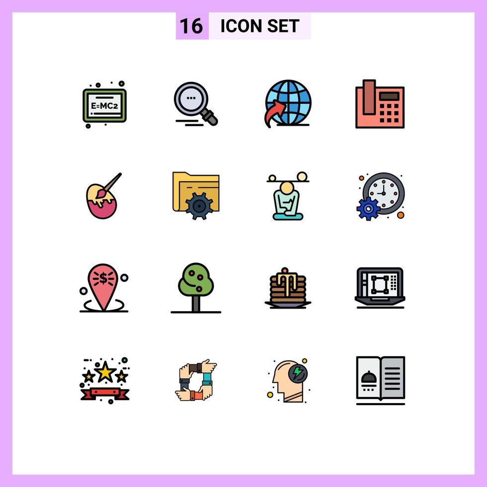 16 User Interface Flat Color Filled Line Pack of modern Signs and Symbols of setting painting travel egg brush Editable Creative Vector Design Elements