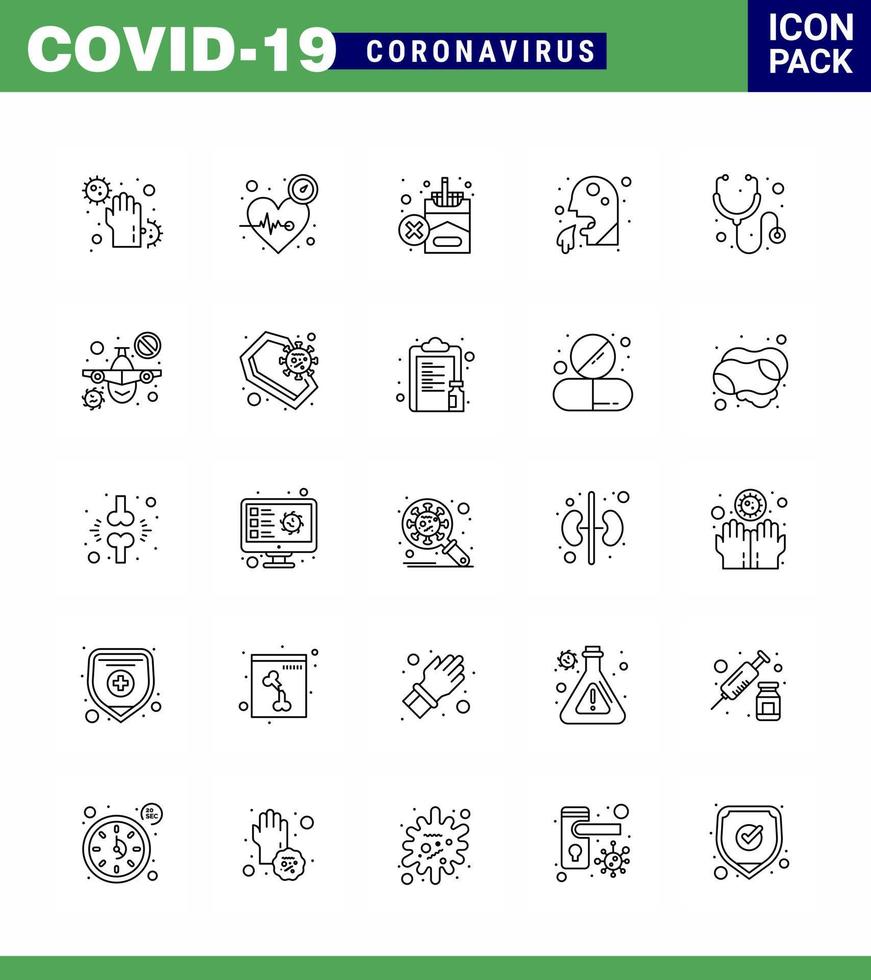 Novel Coronavirus 2019nCoV 25 line icon pack man cough time vomit smoking viral coronavirus 2019nov disease Vector Design Elements