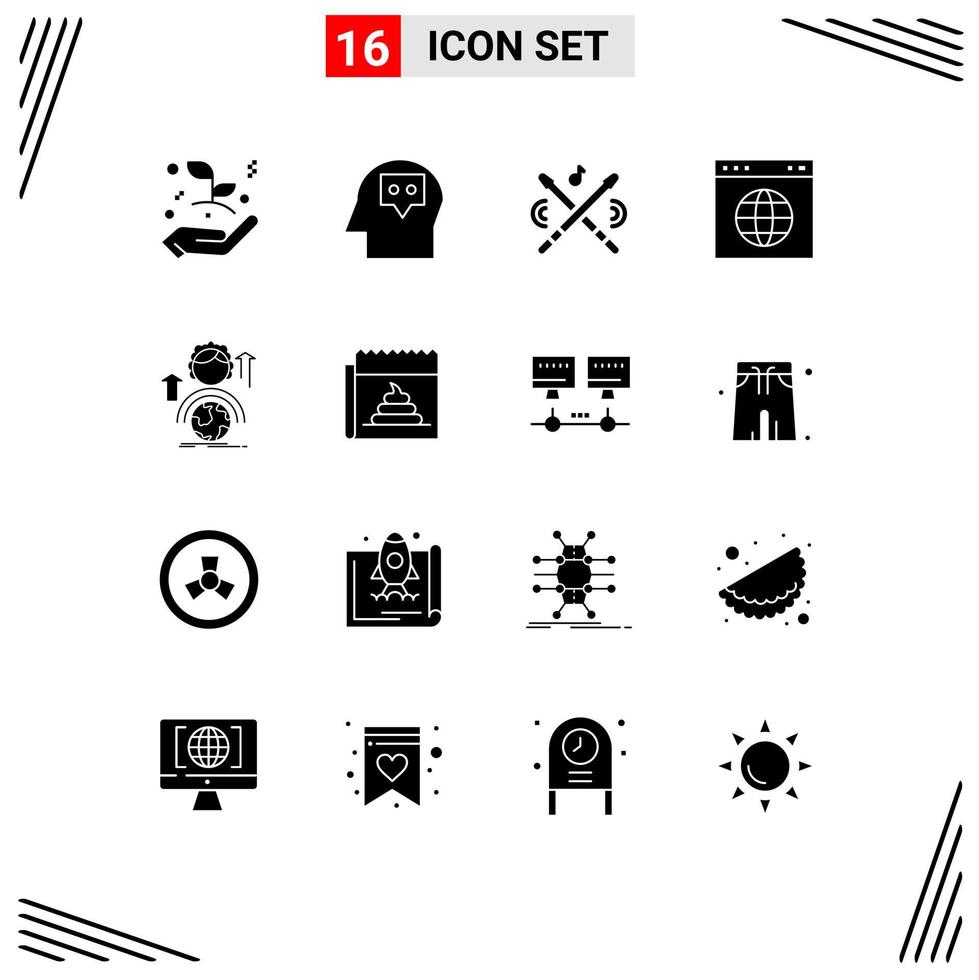 Set of 16 Modern UI Icons Symbols Signs for female abilities instrument website link Editable Vector Design Elements