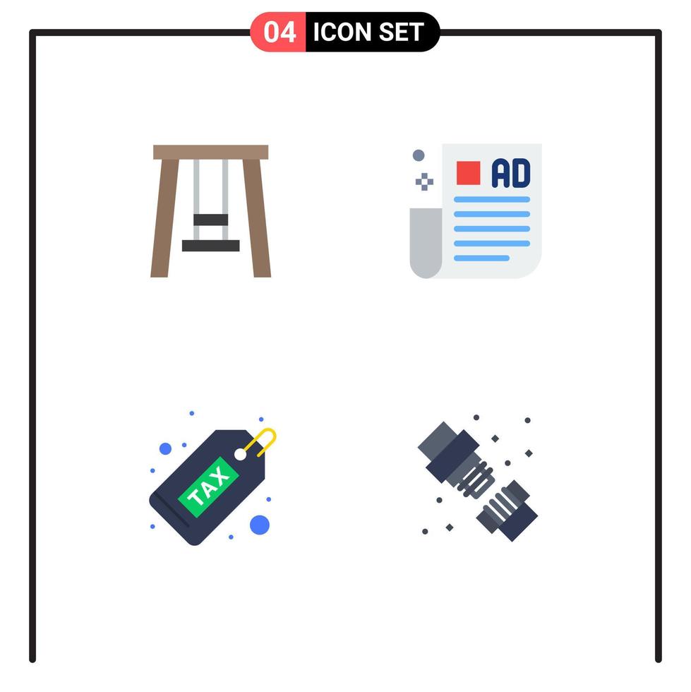 Mobile Interface Flat Icon Set of 4 Pictograms of kids duty advertising tips tips money Editable Vector Design Elements