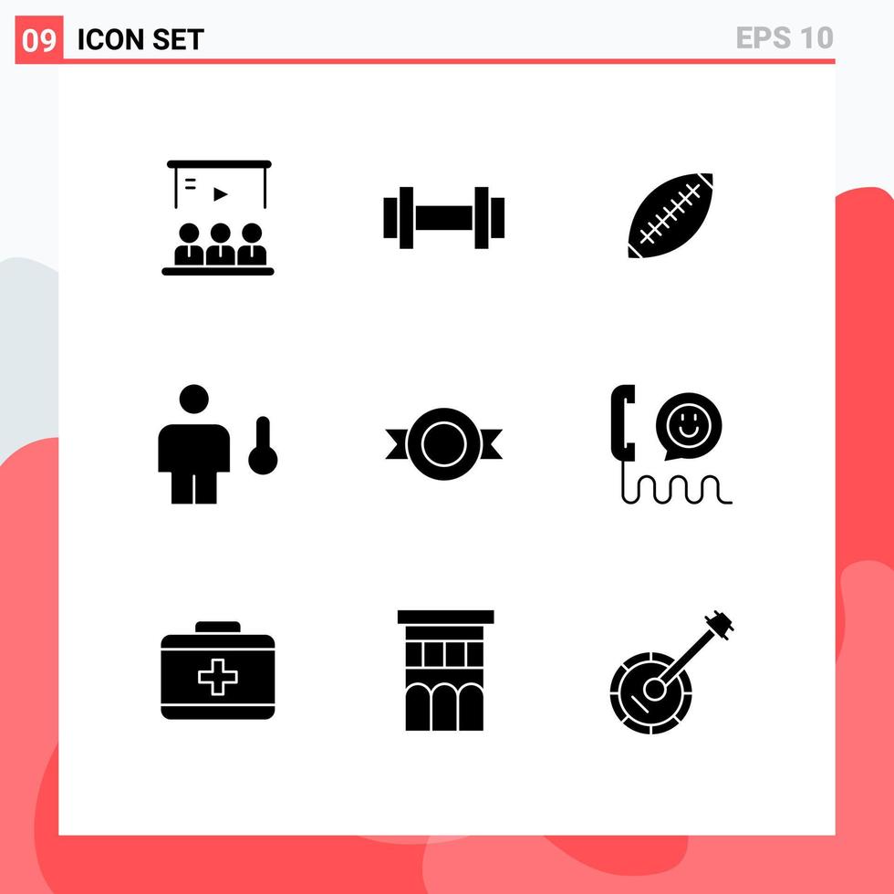 Group of 9 Modern Solid Glyphs Set for body sydney weight sport rugby Editable Vector Design Elements