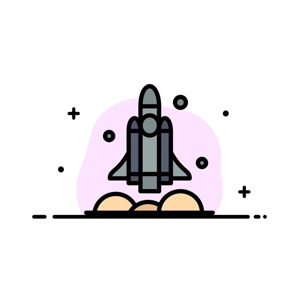 lanzador cohete nave espacial transporte usa negocio línea plana lleno icono vector banner plantilla
