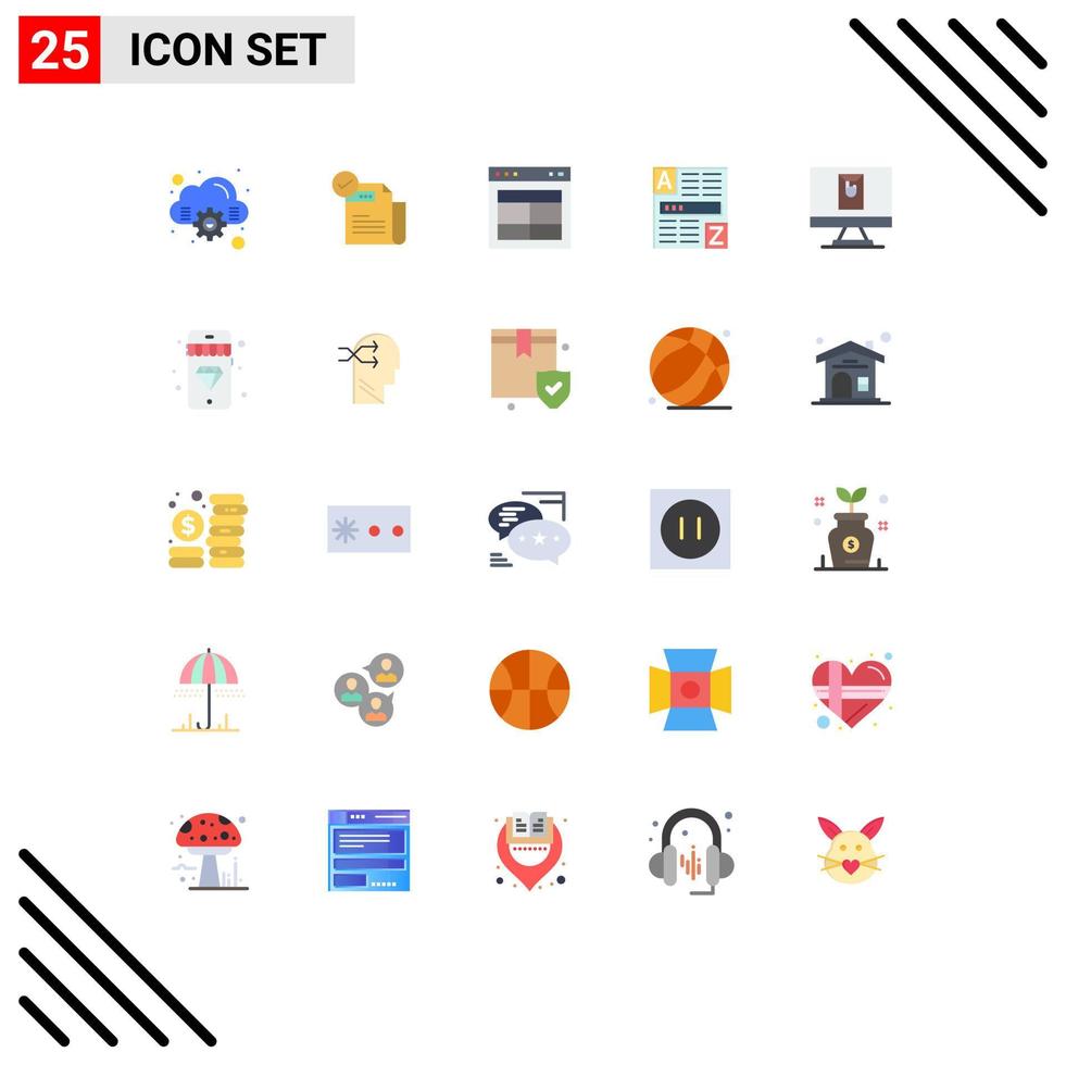 Set of 25 Vector Flat Colors on Grid for email code divide web website Editable Vector Design Elements