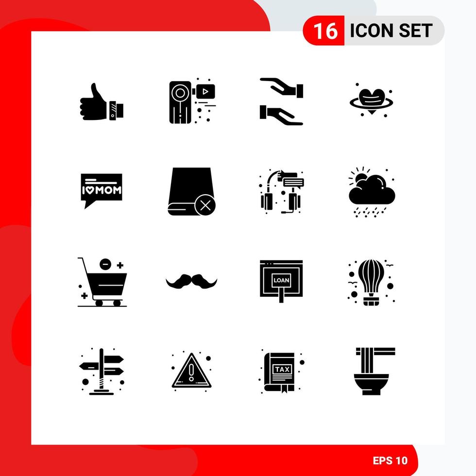 16 Creative Icons Modern Signs and Symbols of valentines day love video heart caring Editable Vector Design Elements