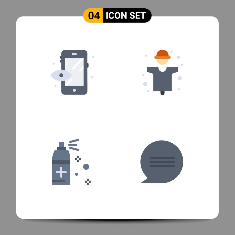 4 Universal Flat Icon Signs Symbols of creative cleaning agriculture man chat Editable Vector Design Elements