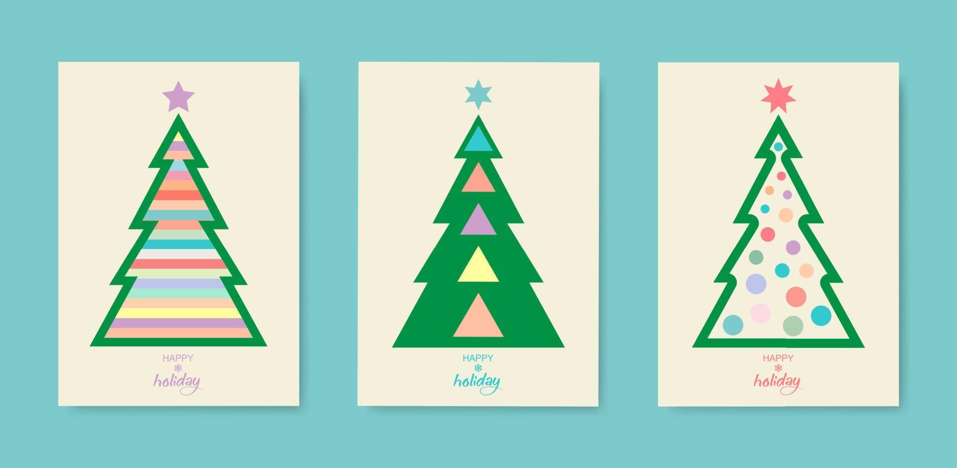 portadas vintage de felices fiestas. tarjeta de juego de árbol de navidad.  plantillas de diseño con