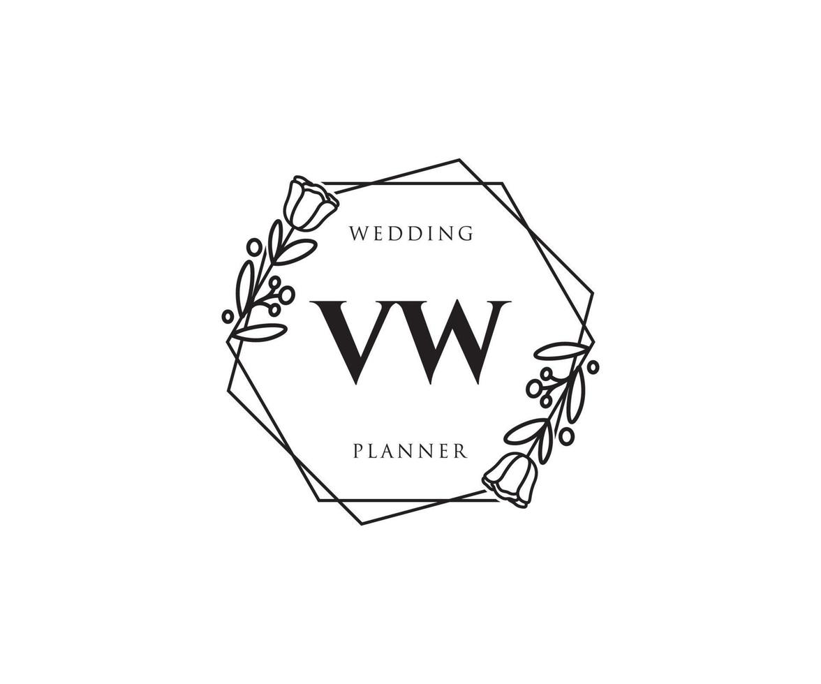 logotipo femenino vw inicial. utilizable para logotipos de naturaleza, salón, spa, cosmética y belleza. elemento de plantilla de diseño de logotipo de vector plano.