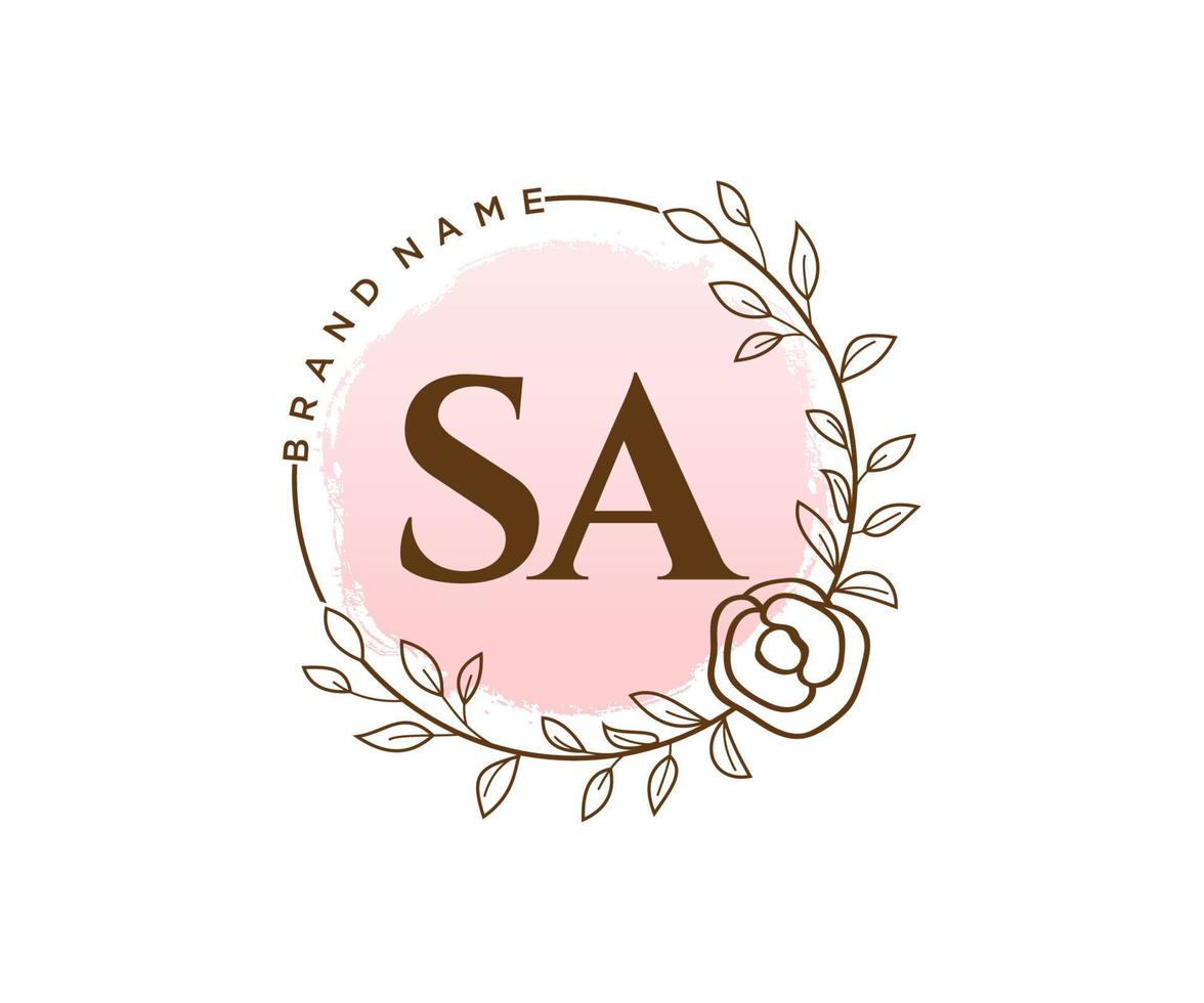 Initial SA feminine logo. Usable for Nature, Salon, Spa, Cosmetic and Beauty Logos. Flat Vector Logo Design Template Element.