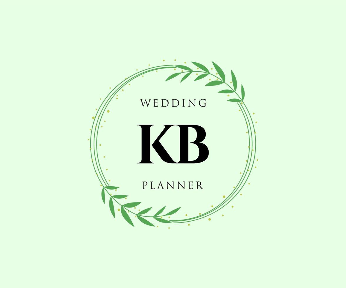 KB Initials letter Wedding monogram logos collection, hand drawn modern minimalistic and floral templates for Invitation cards, Save the Date, elegant identity for restaurant, boutique, cafe in vector