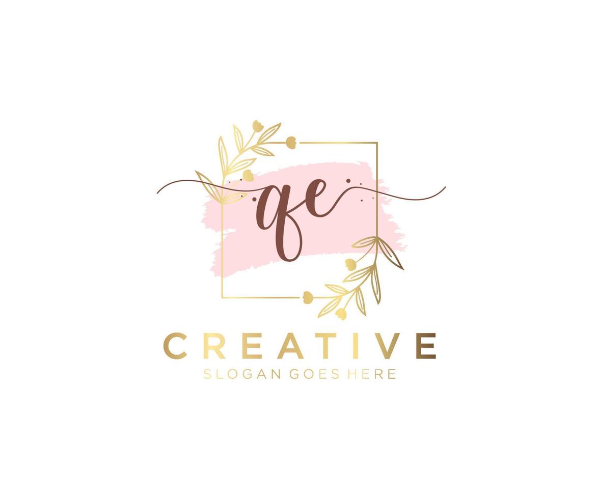 Initial QE feminine logo. Usable for Nature, Salon, Spa, Cosmetic and Beauty Logos. Flat Vector Logo Design Template Element.
