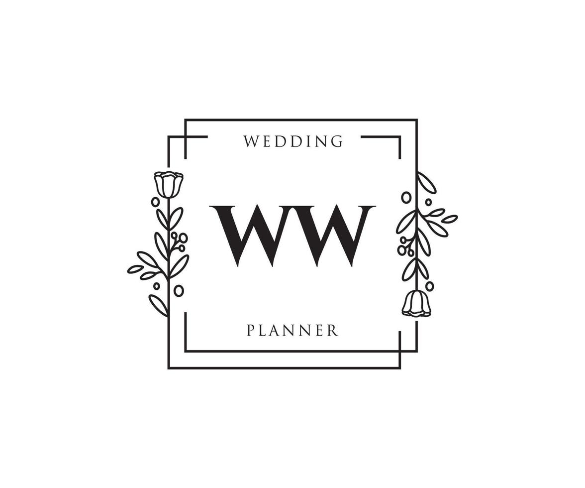 logotipo femenino ww inicial. utilizable para logotipos de naturaleza, salón, spa, cosmética y belleza. elemento de plantilla de diseño de logotipo de vector plano.