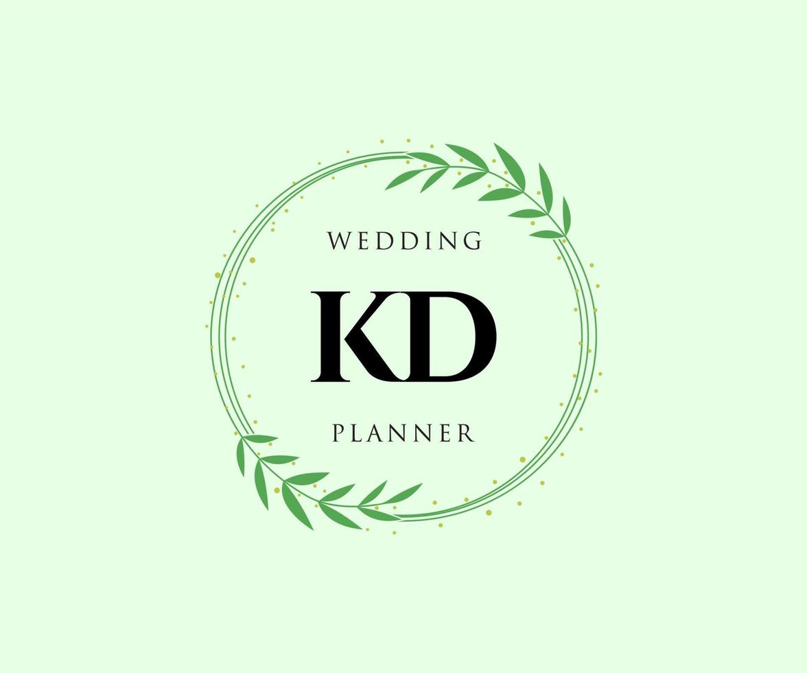 KD Initials letter Wedding monogram logos collection, hand drawn modern minimalistic and floral templates for Invitation cards, Save the Date, elegant identity for restaurant, boutique, cafe in vector