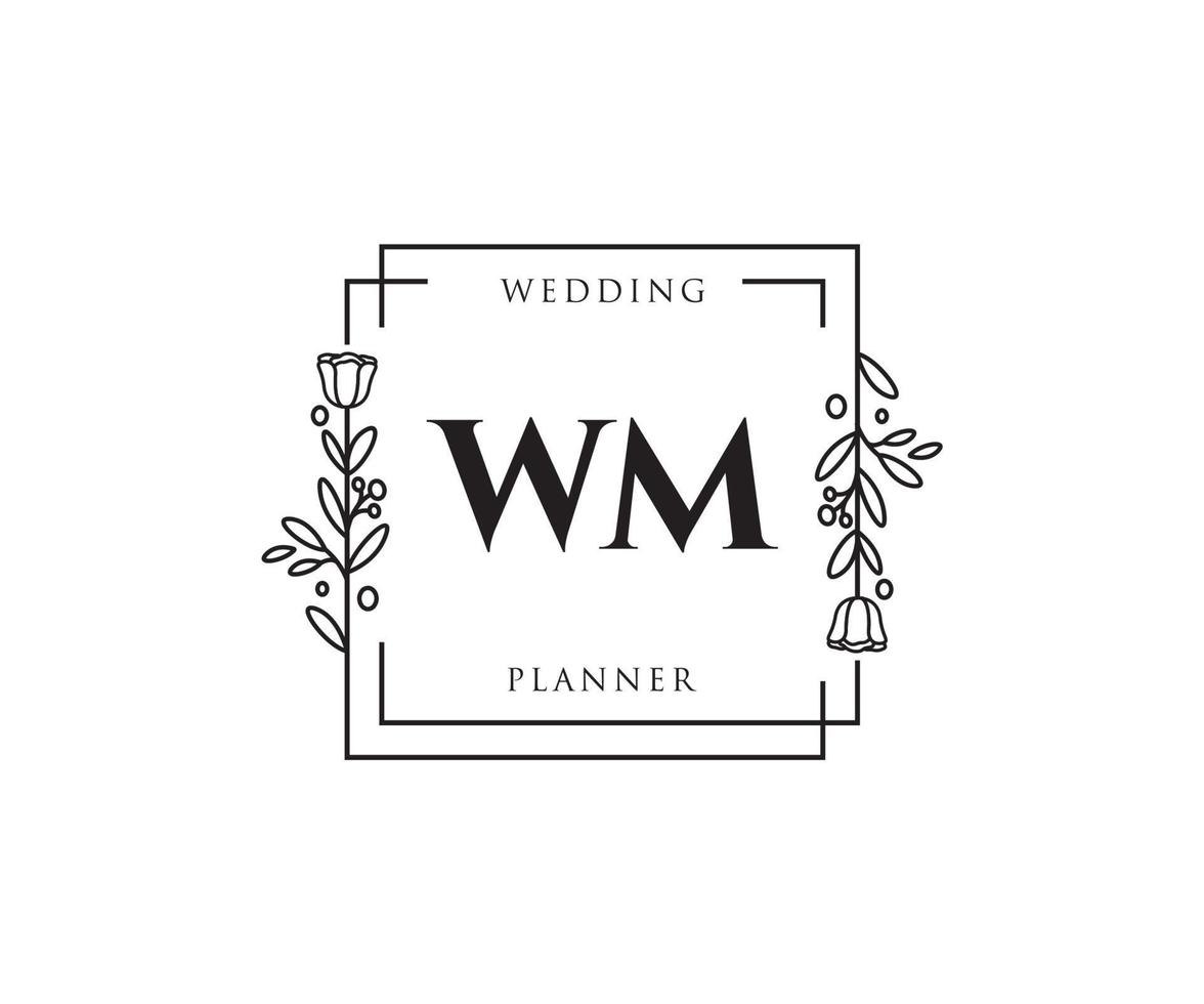 Initial WM feminine logo. Usable for Nature, Salon, Spa, Cosmetic and Beauty Logos. Flat Vector Logo Design Template Element.