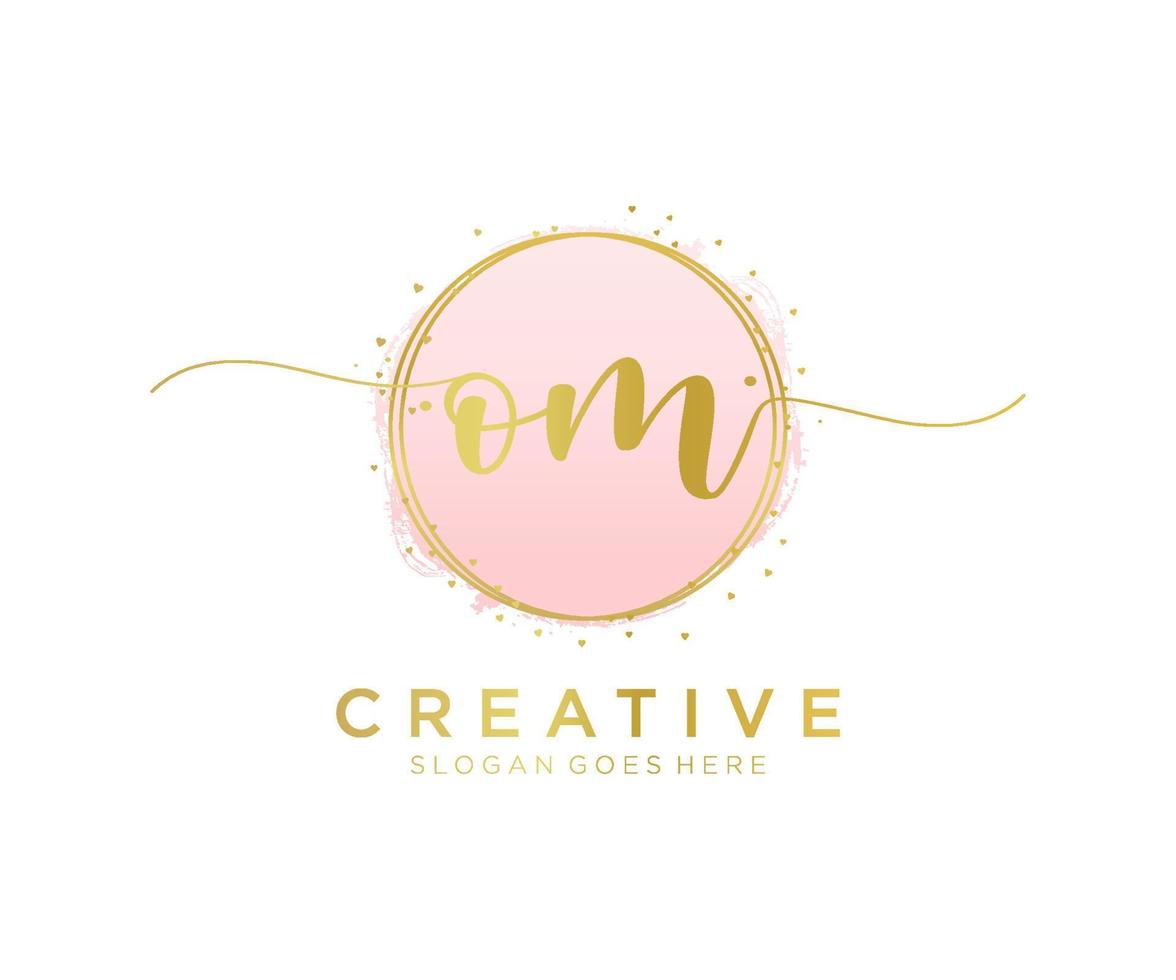 Initial OM feminine logo. Usable for Nature, Salon, Spa, Cosmetic and Beauty Logos. Flat Vector Logo Design Template Element.