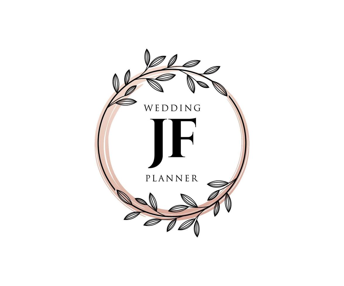 JF Initials letter Wedding monogram logos collection, hand drawn modern minimalistic and floral templates for Invitation cards, Save the Date, elegant identity for restaurant, boutique, cafe in vector