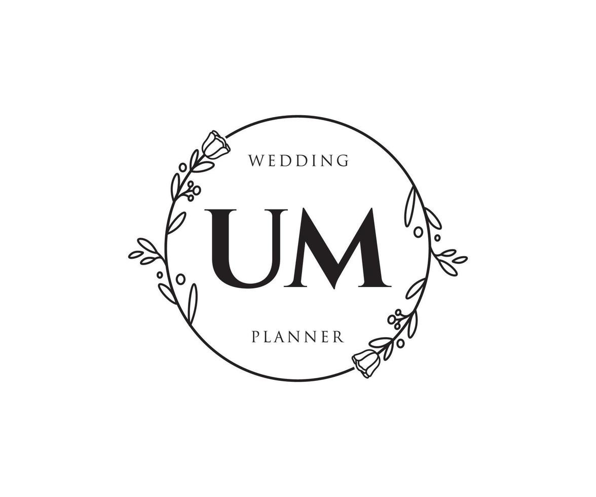 Initial UM feminine logo. Usable for Nature, Salon, Spa, Cosmetic and Beauty Logos. Flat Vector Logo Design Template Element.