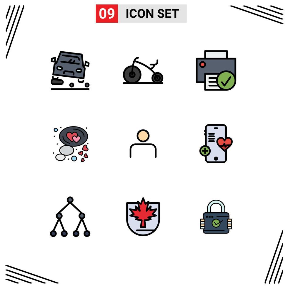 Stock Vector Icon Pack of 9 Line Signs and Symbols for people bubble connected love chat Editable Vector Design Elements
