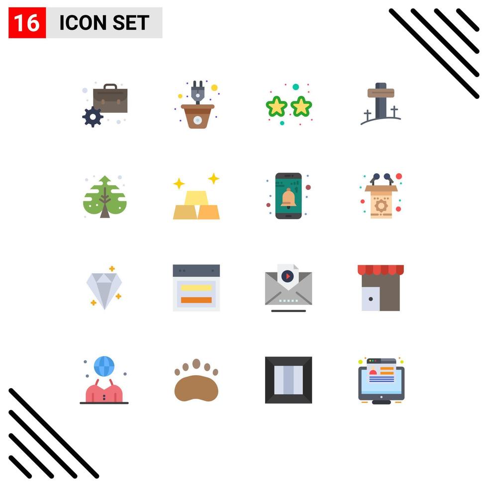 16 Creative Icons Modern Signs and Symbols of plant cross renewable christian party Editable Pack of Creative Vector Design Elements