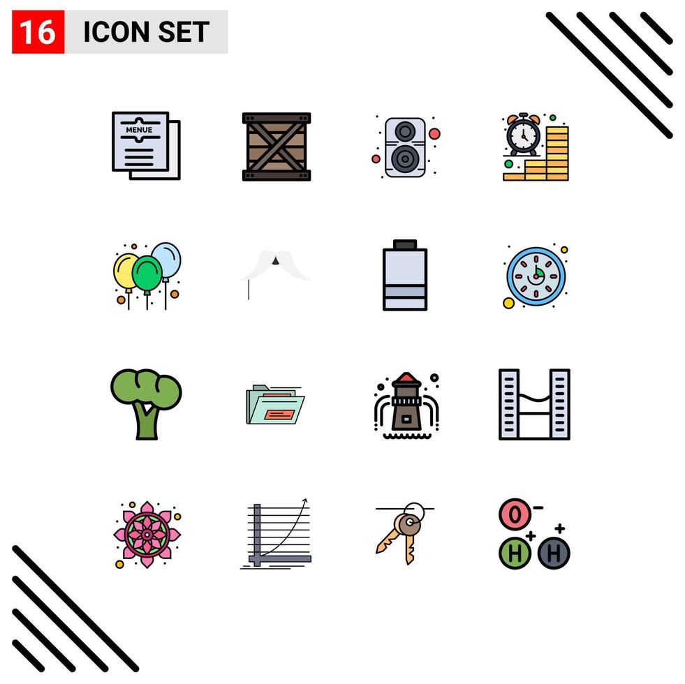 Set of 16 Modern UI Icons Symbols Signs for finance clock development business sound Editable Creative Vector Design Elements