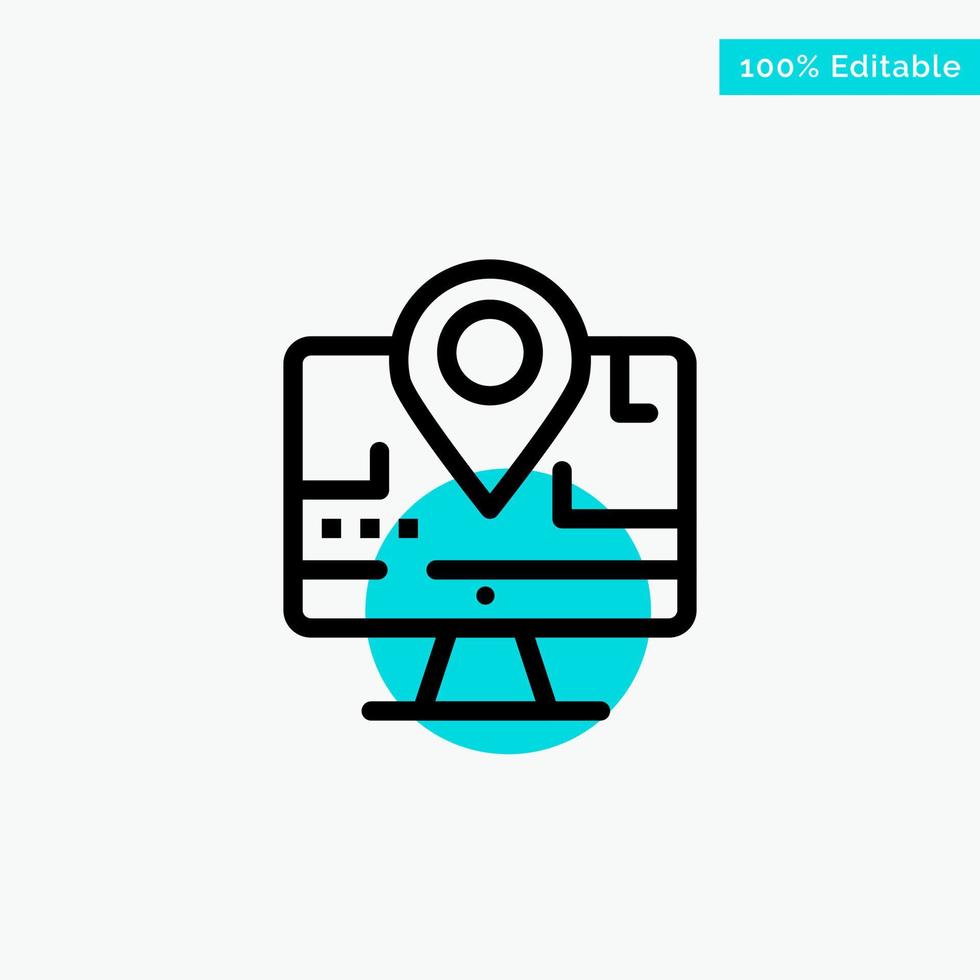 Computer Map Location Education turquoise highlight circle point Vector icon