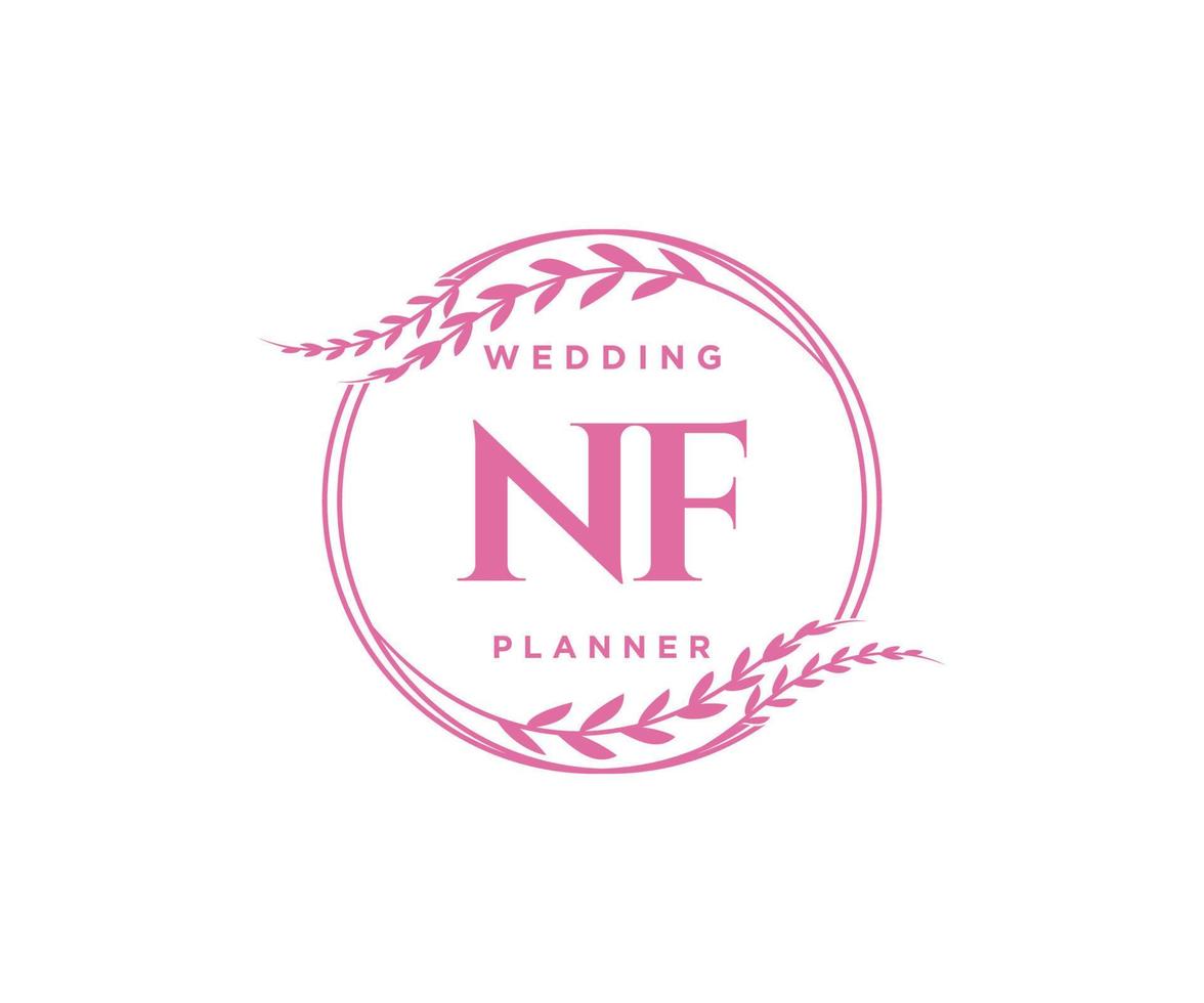 NF Initials letter Wedding monogram logos collection, hand drawn modern minimalistic and floral templates for Invitation cards, Save the Date, elegant identity for restaurant, boutique, cafe in vector