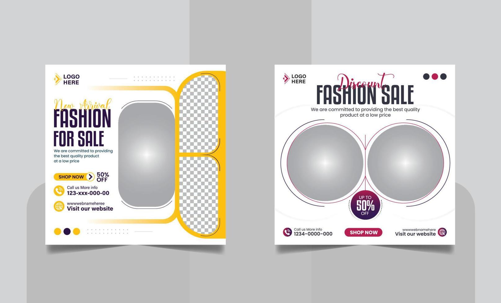 Fashion Sale Simple Social Media Post Square Web Banner Template vector