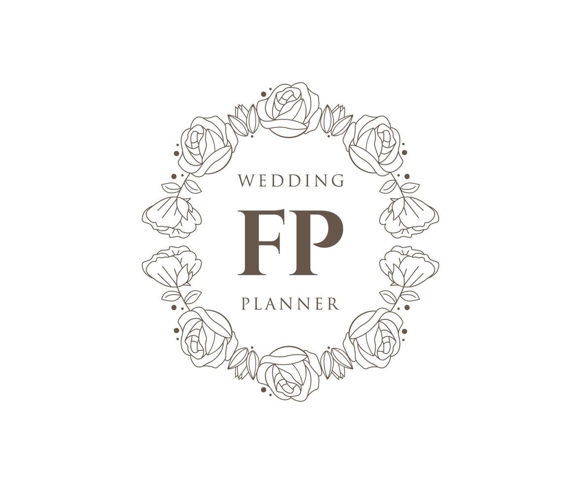 FP Initials letter Wedding monogram logos collection, hand drawn modern minimalistic and floral templates for Invitation cards, Save the Date, elegant identity for restaurant, boutique, cafe in vector