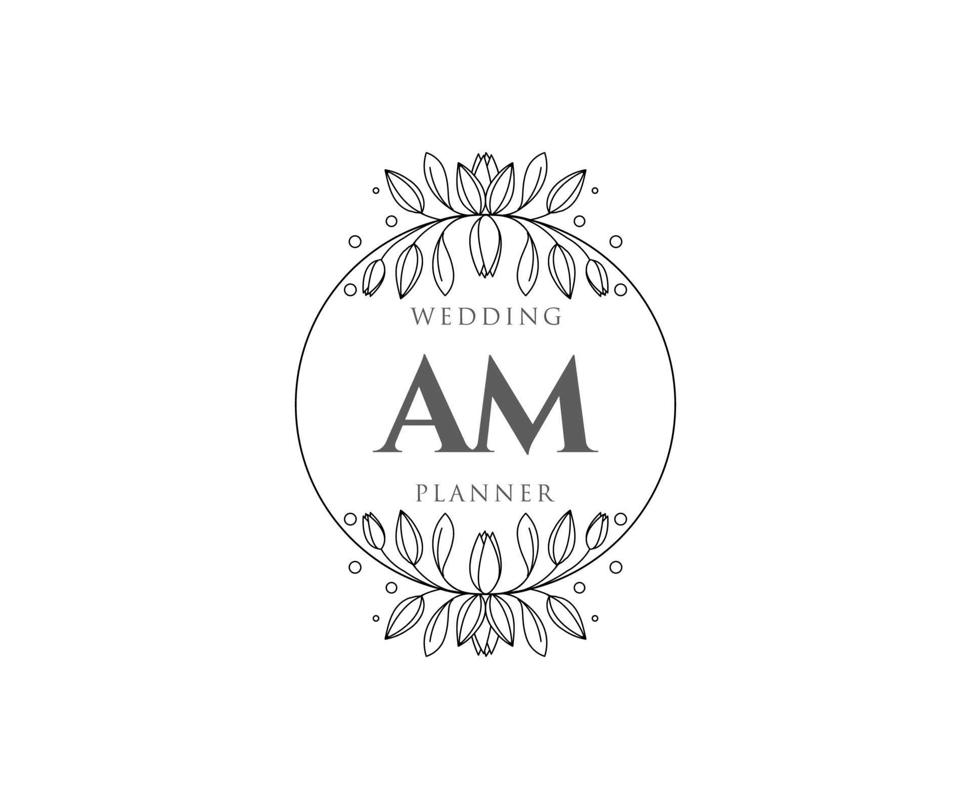 MM Initials letter Wedding monogram logos template, hand drawn