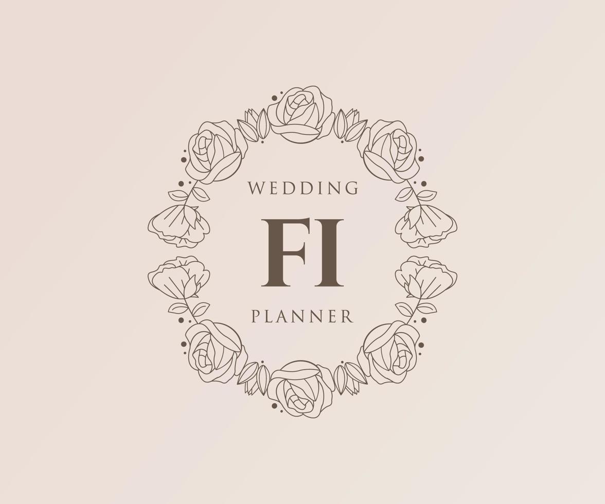FI Initials letter Wedding monogram logos collection, hand drawn modern minimalistic and floral templates for Invitation cards, Save the Date, elegant identity for restaurant, boutique, cafe in vector