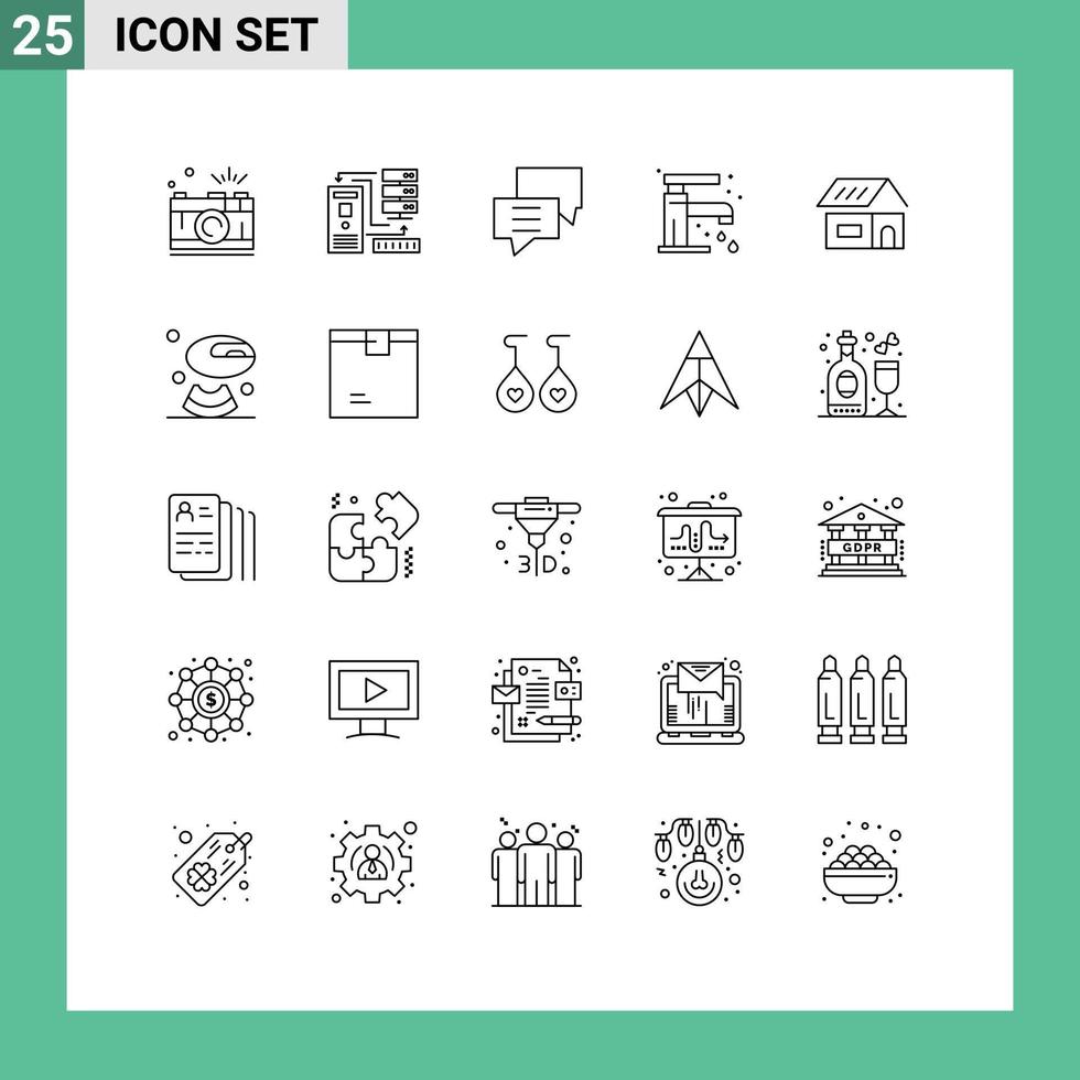 Stock Vector Icon Pack of 25 Line Signs and Symbols for sink bathroom electronic group customer Editable Vector Design Elements